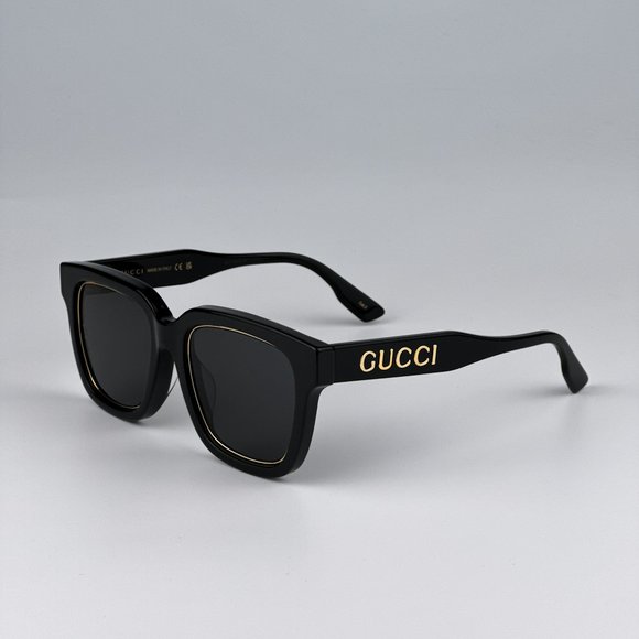 Gucci GG1136SA 001 Sunglasses Black/Gold Grey Square Women GG 1136SA main image 4